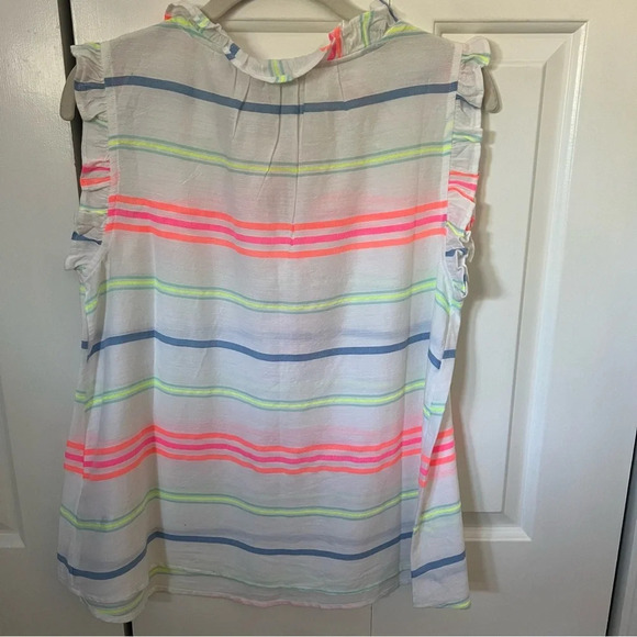 NWT Vineyard Vines Women’s Guava Multi-Stripe Ruffle Popover, Size Small - Picture 5 of 7